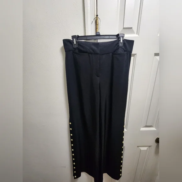 Anthropologie LEIFSDOTTIR Black Wide-Leg Pants with Button Detail SIZE 12 - Picture 2 of 9